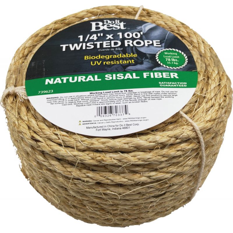 Do it Best Twisted Sisal Packaged Rope Natural