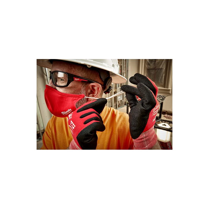 Milwaukee 48-73-4227 2-Layer Face Mask, One-Size Mask, Nylon/Polyester/Spandex Facepiece, Red, 1/PK Red