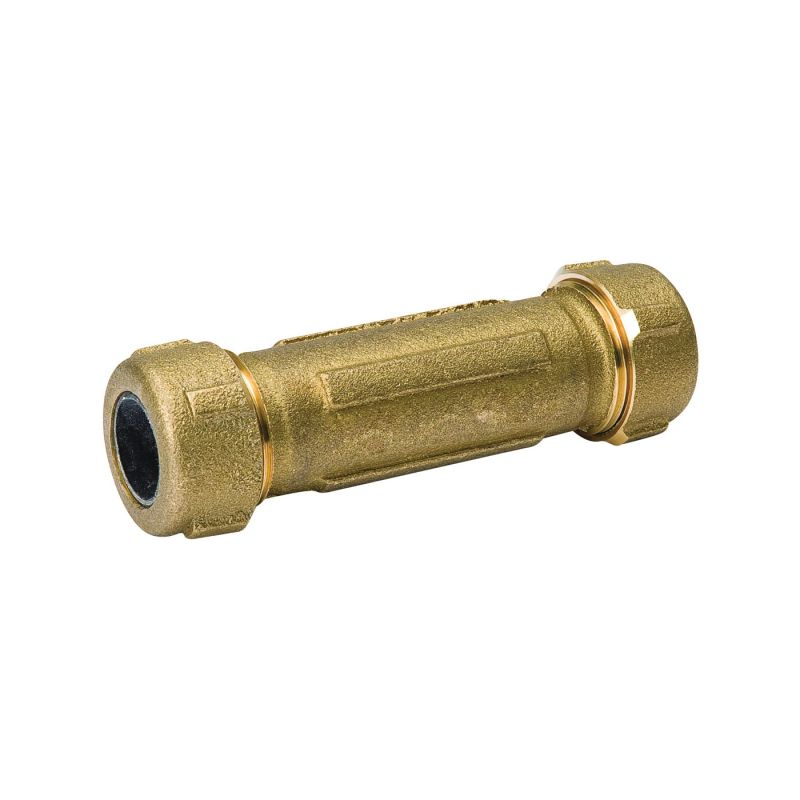 B &amp; K 160-304NL Pipe Coupling, 3/4 in, Compression, Brass, 125 psi Pressure