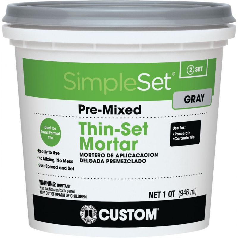 Custom Building Products SimpleSet Pre-Mixed Thin-Set Mortar Quart, Gray