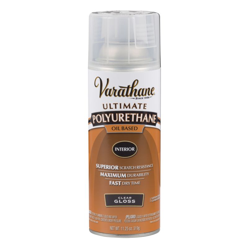 Varathane 9081 Polyurethane, Gloss, Liquid, Clear, 11.25 oz, Aerosol Can Clear