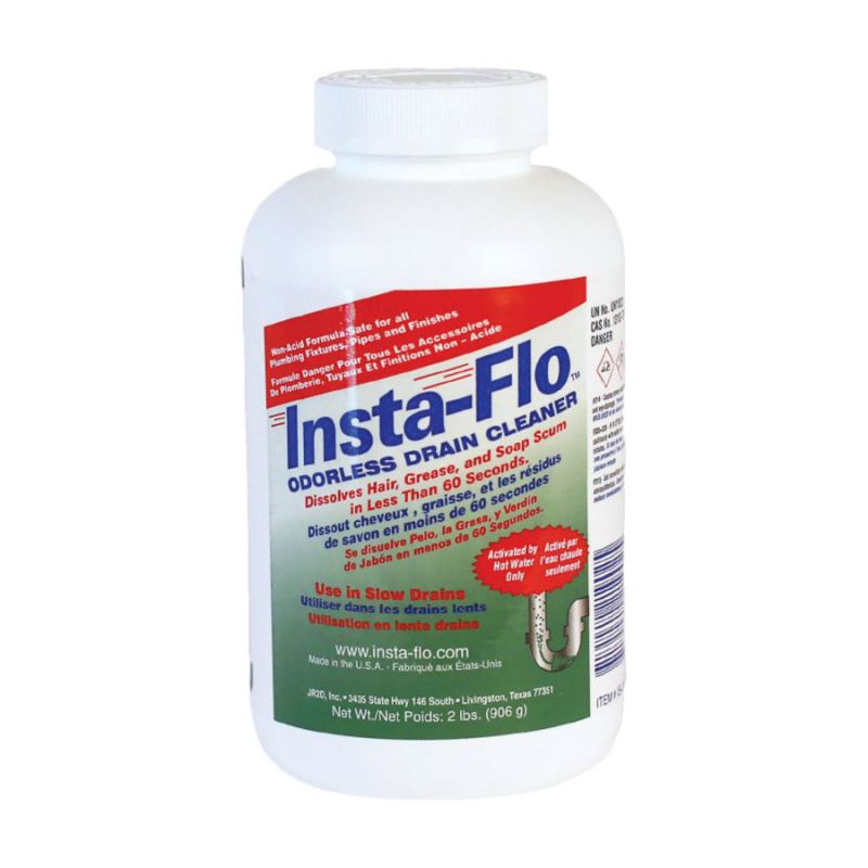 Insta-Flo IS-200 Drain Cleaner, Solid, White, Odorless, 2 lb Bottle White