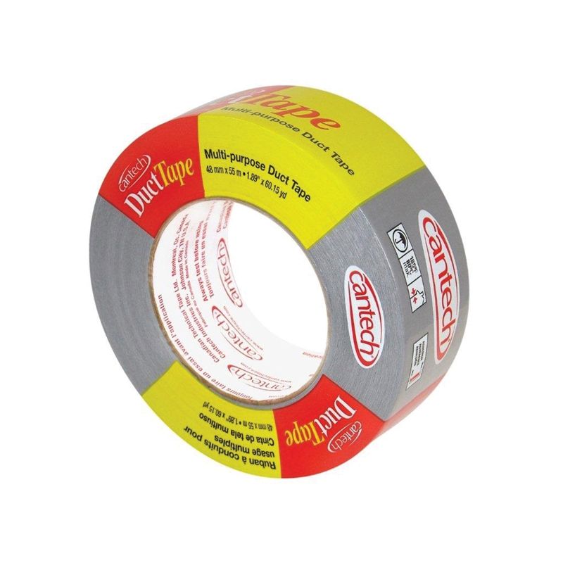 Cantech 395 Series 395-21 Duct Tape, 55 m L, 48 mm W, Polyethylene Backing, Gray Gray