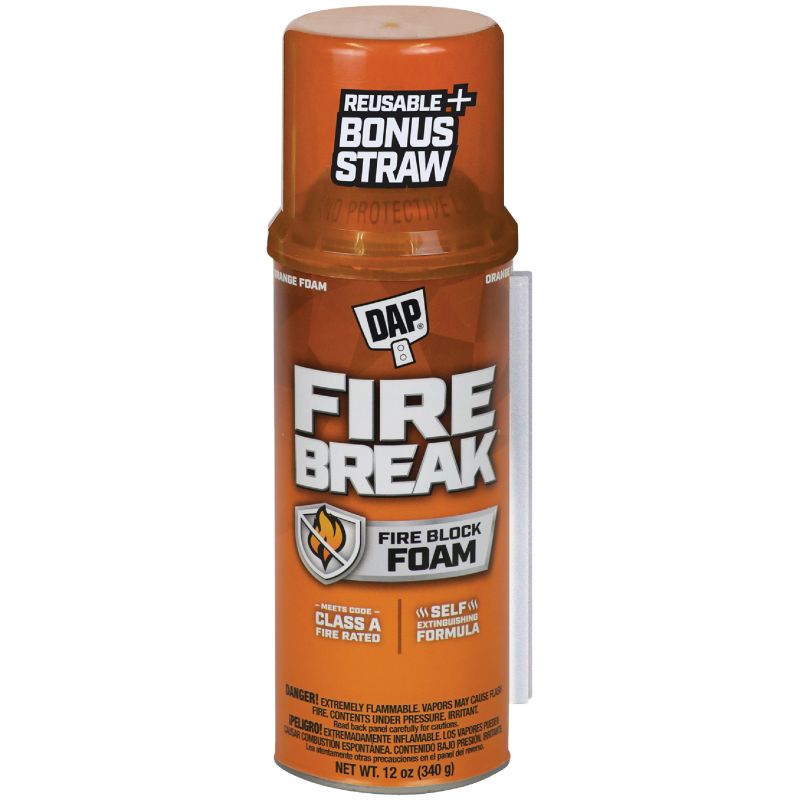DAP Firebreak Flame Resistant Fire Block Foam Sealant 12 Oz., Orange