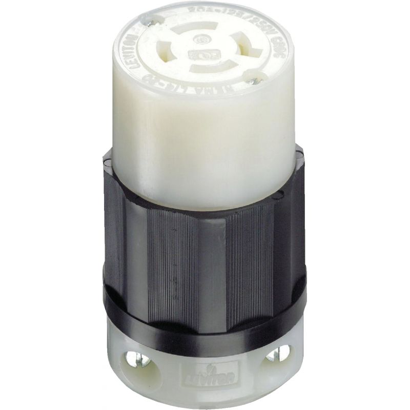 Leviton Industrial Grade Locking Cord Connector Black/White, 20A