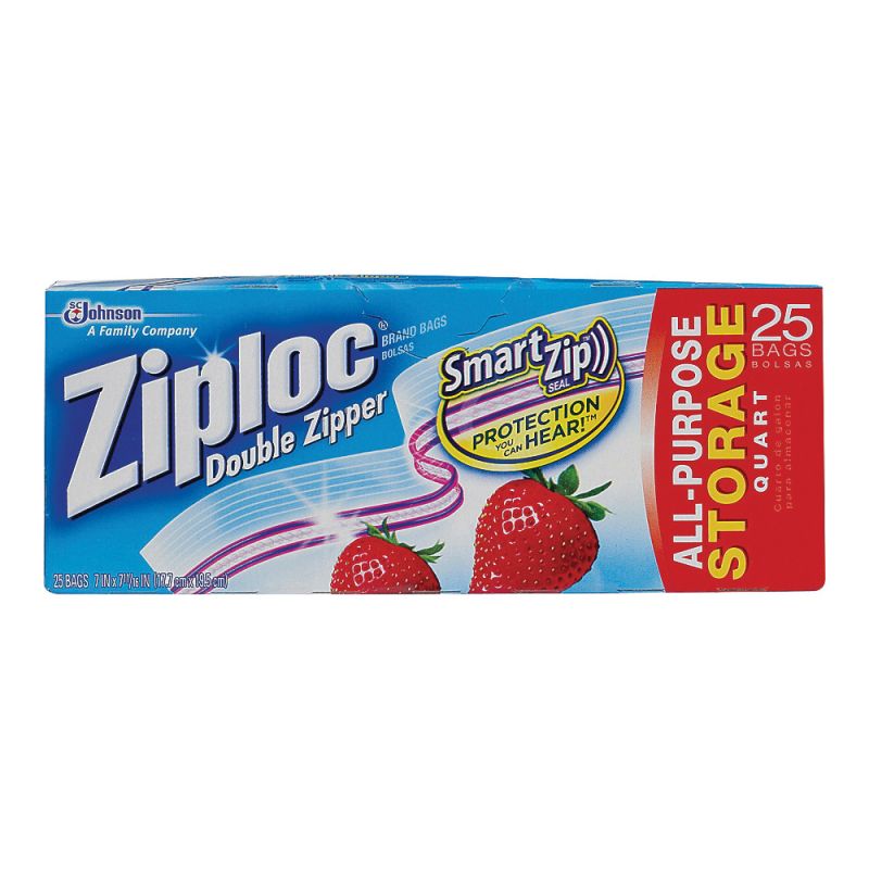 Buy Ziploc 00330 Storage Bag, 1 qt Capacity, Plastic, 24/PK 1 Qt