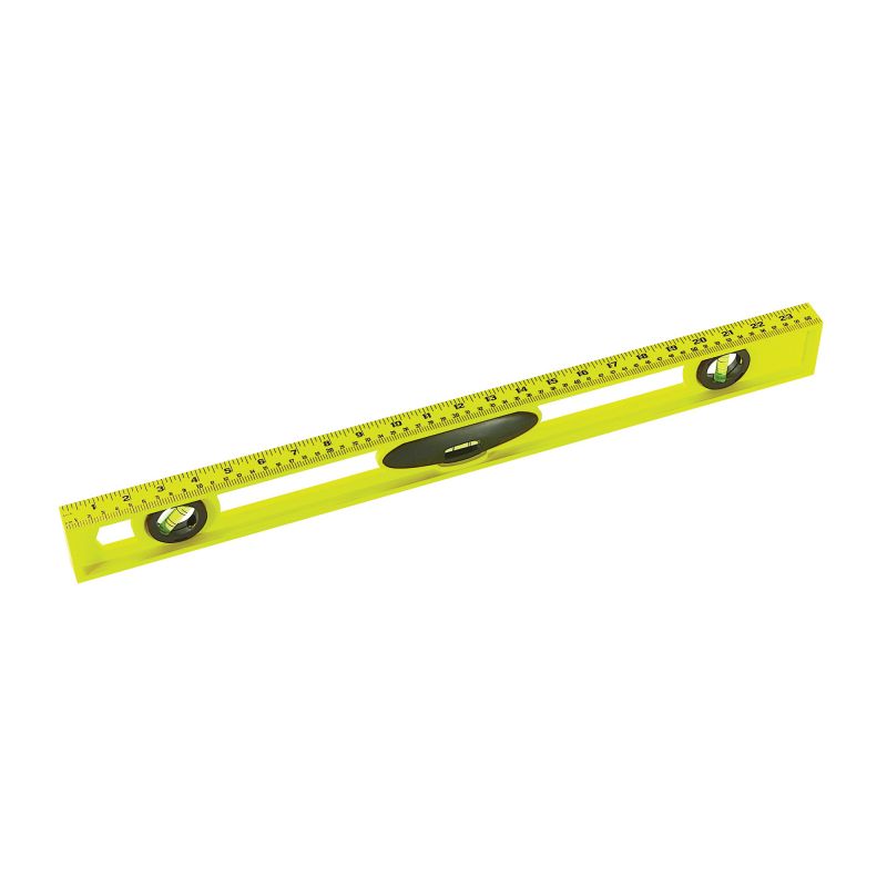 Stanley 42-468 I-Beam Level, 24 in L, 3-Vial, 2-Hang Hole, Non-Magnetic, ABS, Yellow Yellow