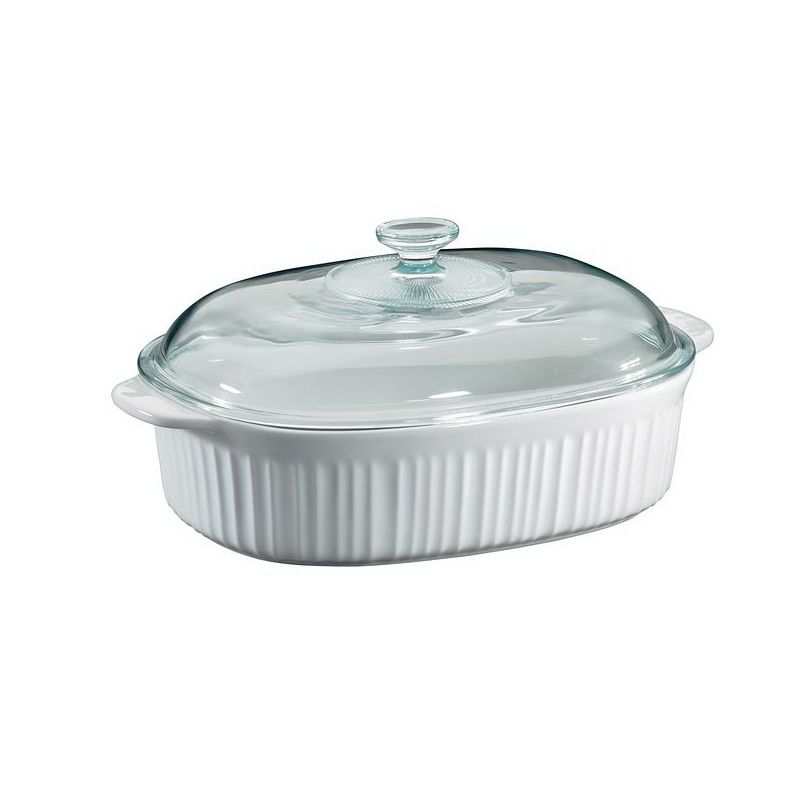 Corelle 6002278 Baking Dish with Lid, 4 qt, Stoneware, French White, Dishwasher Safe: Yes 4 Qt, French White