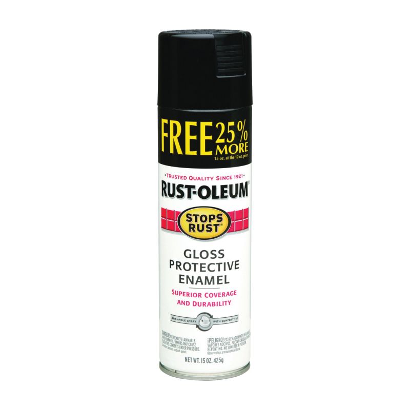 Rust-Oleum 254146 Rust Preventative Spray Paint, Gloss, Black, 15 oz, Can Black