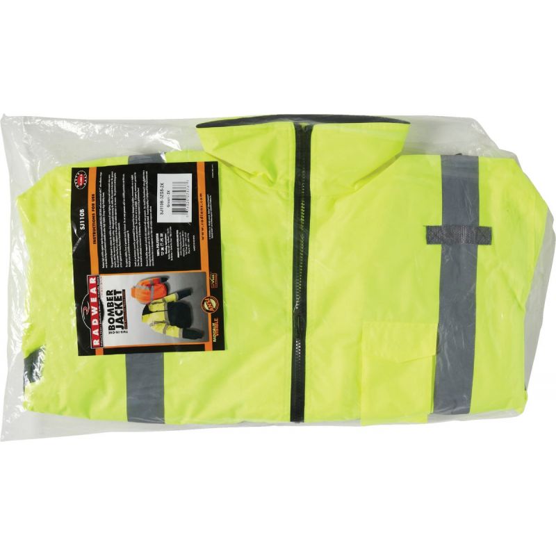 Radians Rad Wear Bomber Safety Jacket 3XL, Hi Vis Green, Bomber