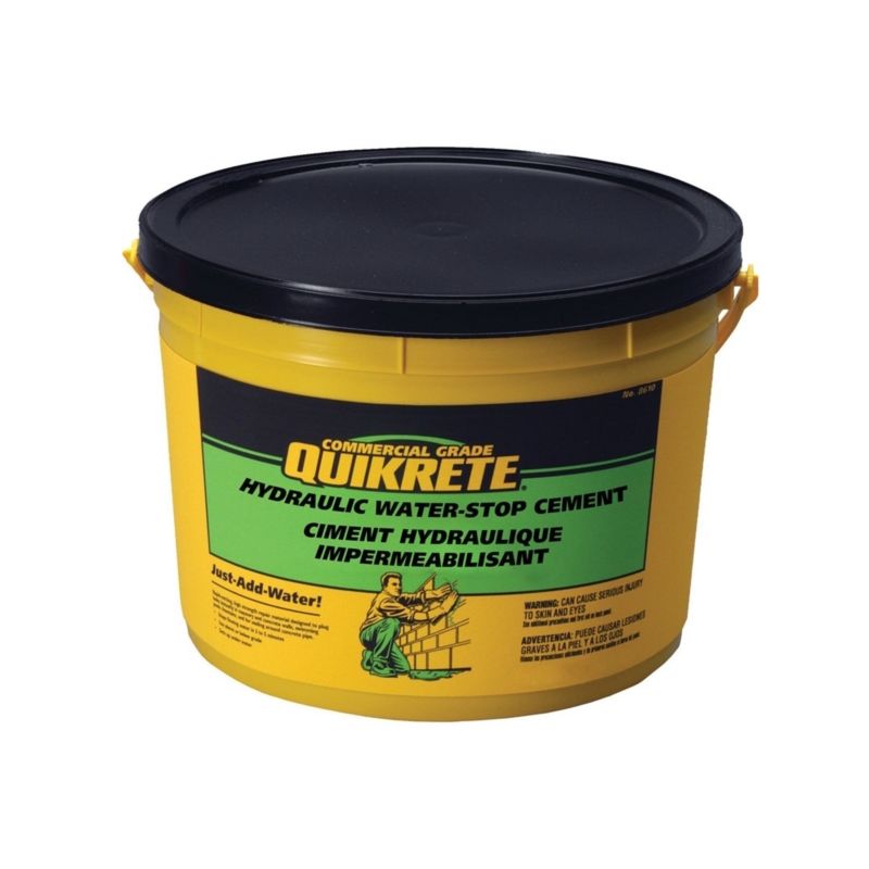 Quikrete 112612 Hydraulic Waterstop Cement, Gray/Gray Brown, Granular, 4.5 kg Pail Gray/Gray Brown