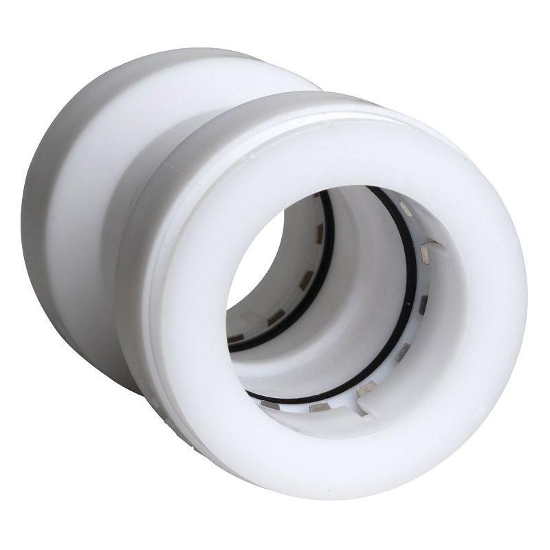 Insta-Plumb 46IPK Pipe Coupling, 1-1/2 in, Push-to-Connect, Plastic, White White