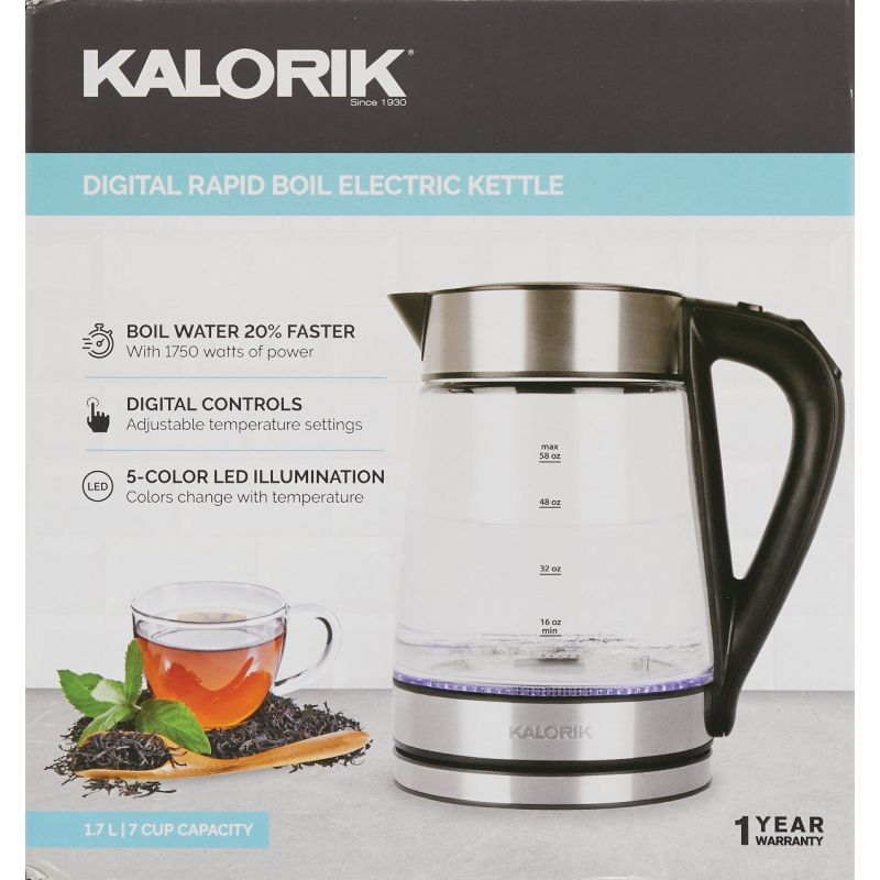 Kalorik Stainless Steel Color Changing LED Electric Kettle 7 Cup
