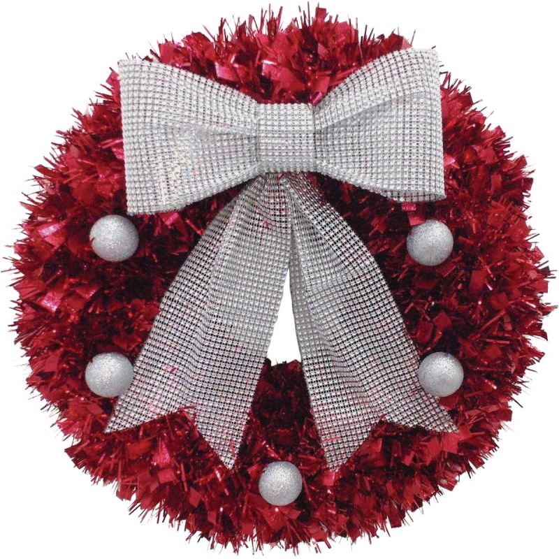 Youngcraft Red Tinsel Wreath Red With Silver (Pack of 4)