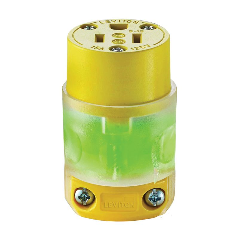 Leviton R50-515CV-LIT Electrical Connector, 2 -Pole, 15 A, 125 V, NEMA: NEMA 5-15R, Transparent Yellow Transparent Yellow