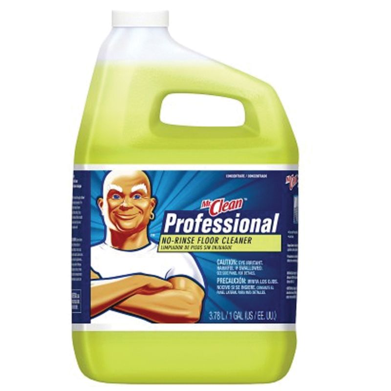 Mr Clean 25045 Concentrated No-Rinse Floor Cleaner, 1 gal, Jug, Liquid, Lemon, Light Yellow Light Yellow