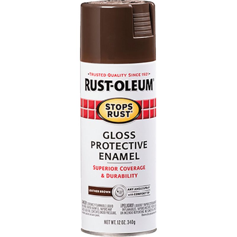 Rust-Oleum Stops Rust Protective Enamel Spray Paint 12 Oz., Leather Brown