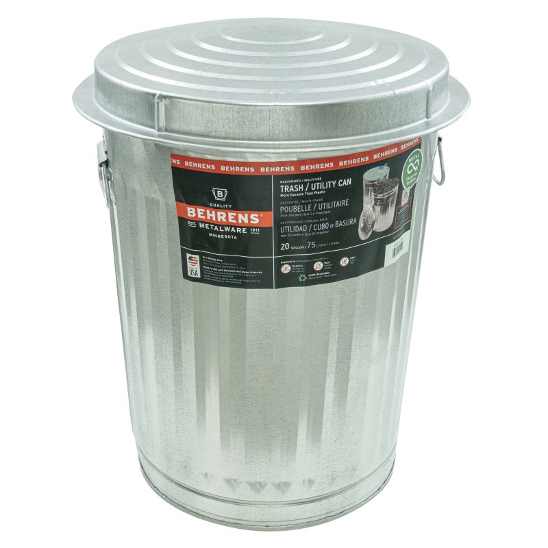 Behrens 1211 Trash Can, 20 gal Capacity, Steel 20 Gal