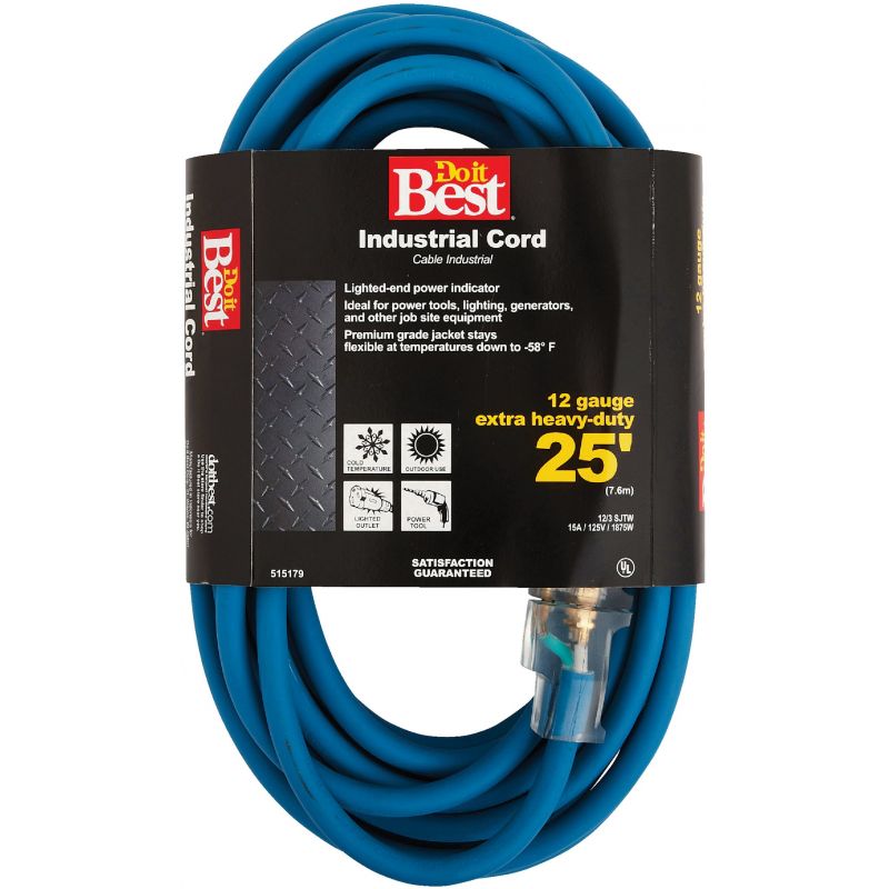 Do it Best 12/3 Industrial Outdoor Extension Cord Blue, 15