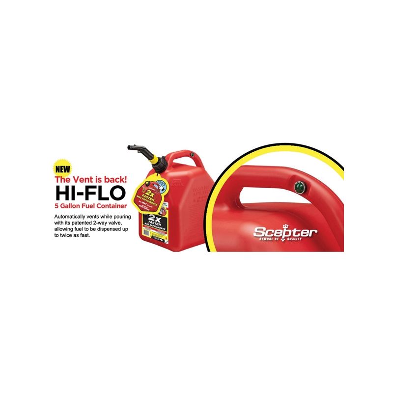 Scepter Flo n&#039; go FG4G111 Gas Can, 1 gal Capacity, Polypropylene, Red 1 Gal, Red