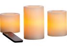 Inglow 3 In. Dia. Cream Wax Pillar LED Flameless Candle Set With Remote Control Cream
