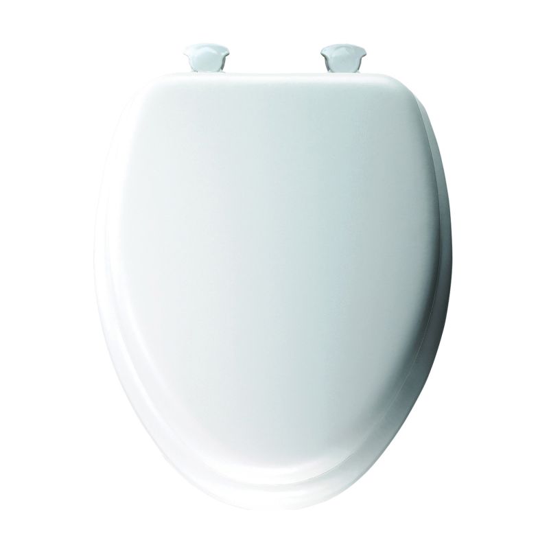 Mayfair 115EC-00 Toilet Seat with Cover, Elongated, Vinyl/Wood, White, Twist Hinge White