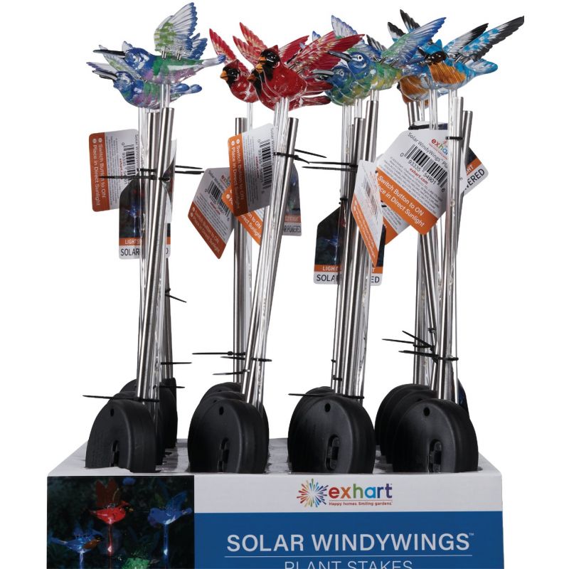 Exhart WindyWings Bird Solar Stake Light Assorted (Pack of 16)