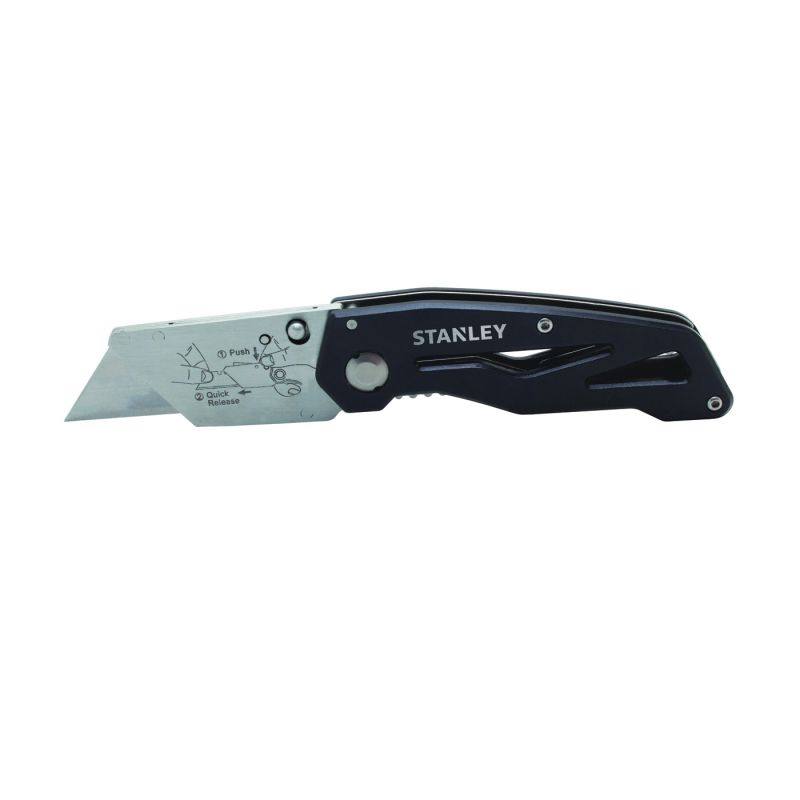 Stanley 10-855 Utility Knife, 2-7/16 in L Blade, Aluminum Blade, Black/Gray Handle 2-7/16 In