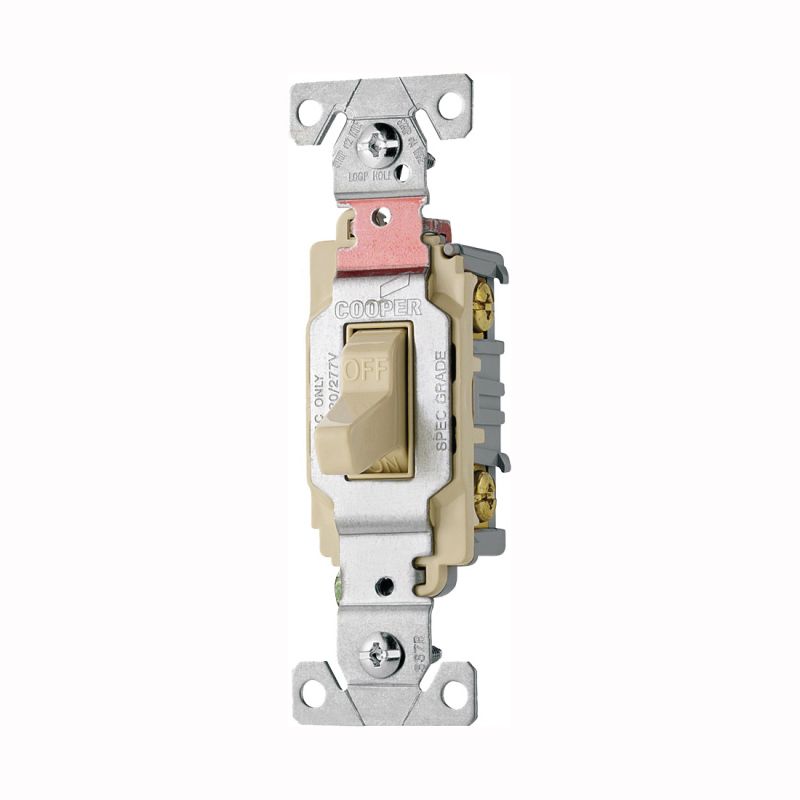 Eaton Wiring Devices CS120V Toggle Switch, 20 A, 120/277 V, Lead Wire Terminal, Nylon Housing Material, Ivory Ivory