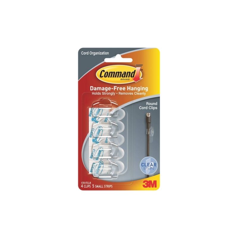 Command 17017CLR Cord Clip, Plastic, Transparent Transparent (Pack of 4)