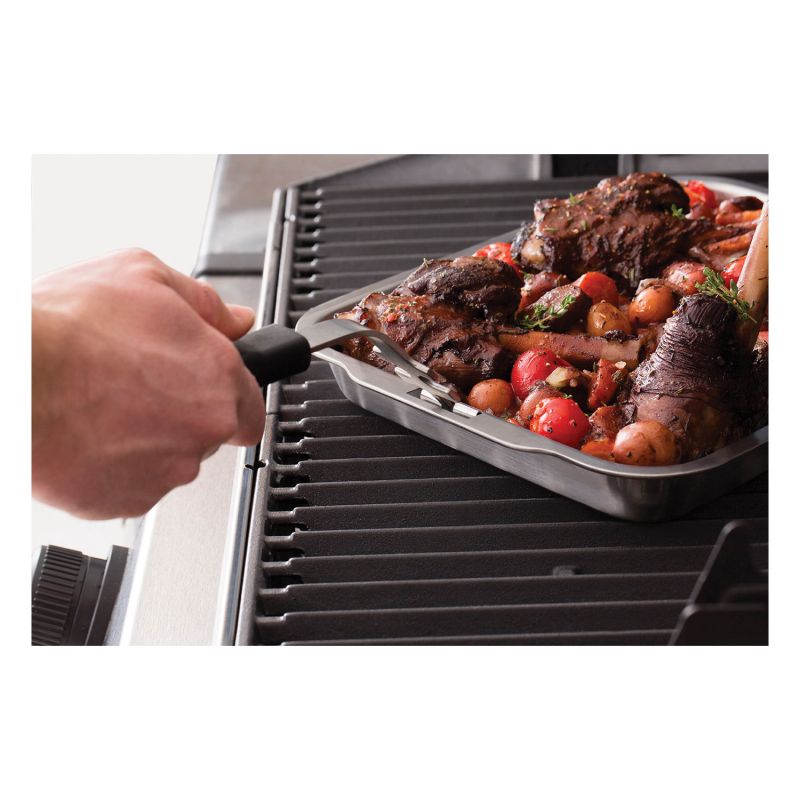 Broil King 63106 Roasting and Drip Pan, Stainless Steel, Silver, 13-1/4 in L, 10.15 in W, 1-1/2 in H, Integrated Handle Silver