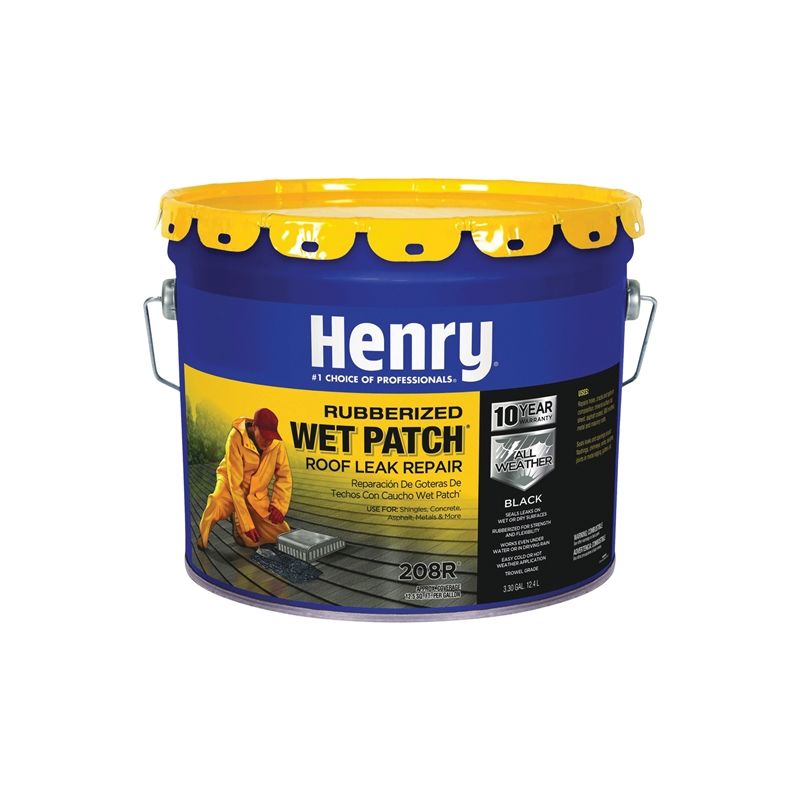 Henry Wet Patch 208 HE208R061 Roof Cement, Black, Liquid, 3.5 gal Can Black