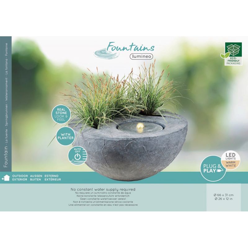 Lumineo GRC Bowl Fountain with Planter