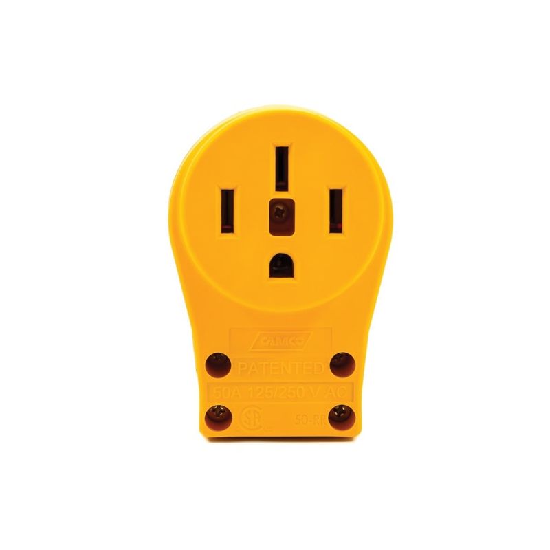 Camco 55353 Replacement Receptacle, 125/250 V, 50 A, Female Contact, Yellow Yellow