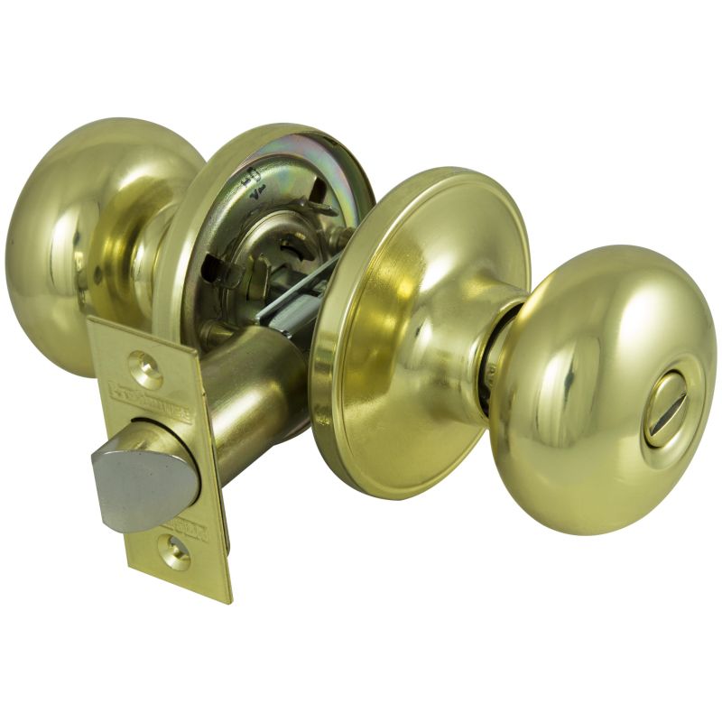 ProSource Privacy Lockset, Tubular Design, Polished Brass