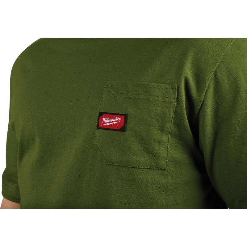 Milwaukee Heavy-Duty Pocket T-Shirt XL, Olive Green