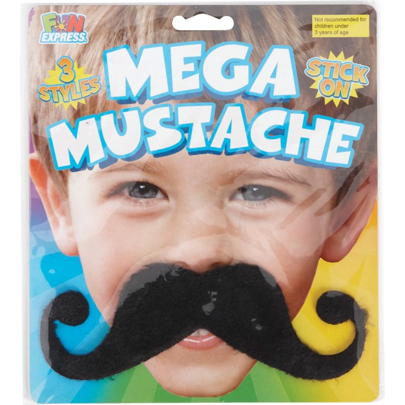Fun Express Mega Mustache Black (Pack of 6)