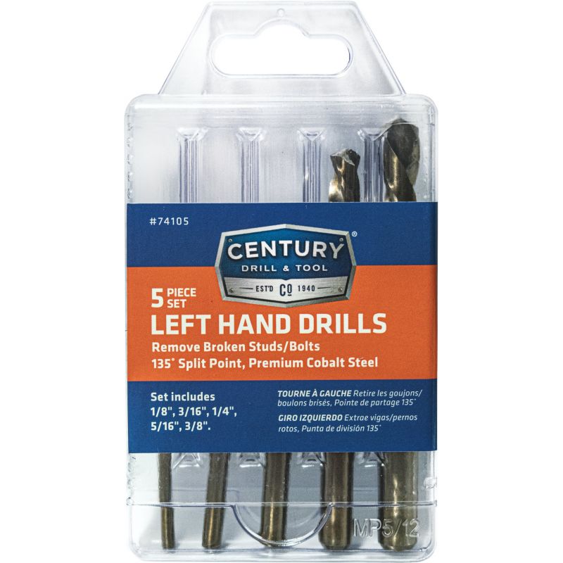 Century Drill &amp; Tool 5-Piece Left Hand Drill Bit Set