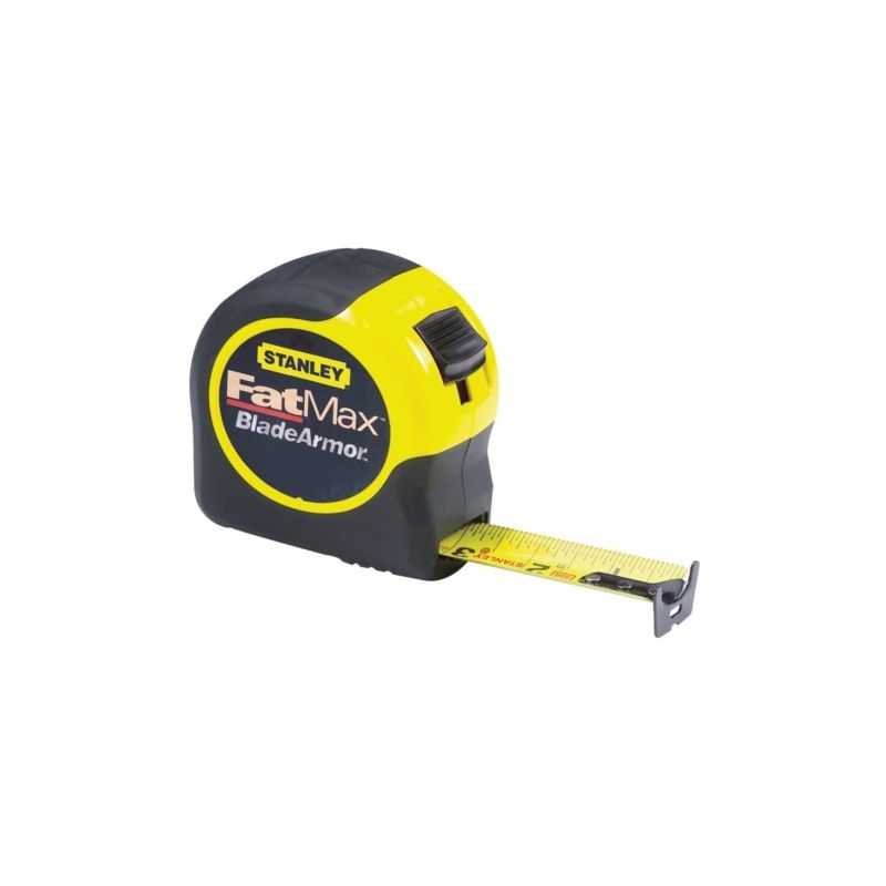STANLEY 33-730 Measuring Tape, 30 ft L Blade, 1-1/4 in W Blade, Steel Blade, ABS Case, Black/Yellow Case 30 Ft