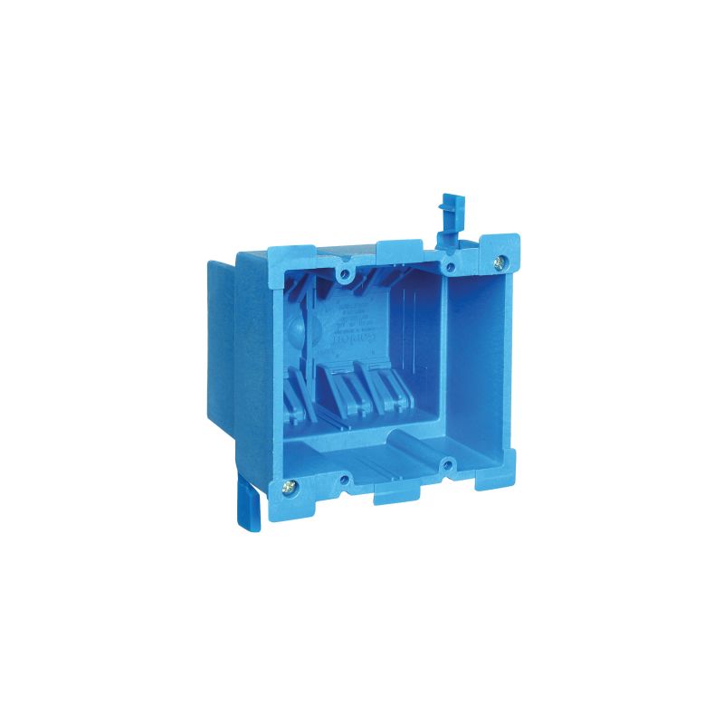 Carlon BH234R Outlet Box, 2 -Gang, PVC, Blue, Clamp Mounting Blue