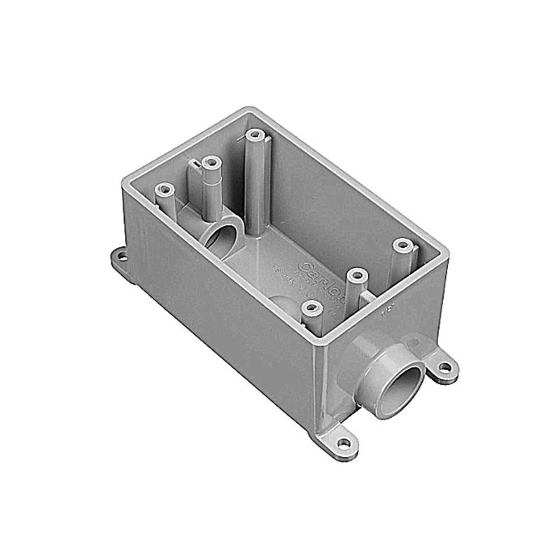 Carlon E981DFN-CTN Switch Box, 1 -Gang, 2 -Outlet, PVC, Gray Gray