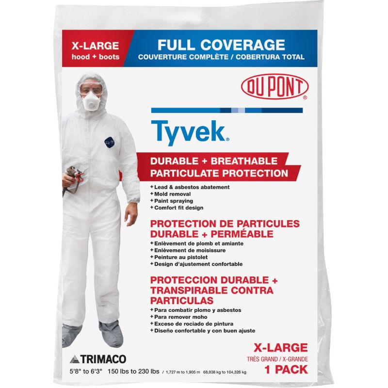 Dupont Tyvek Full Coverage Painter&#039;s Coveralls XL, White