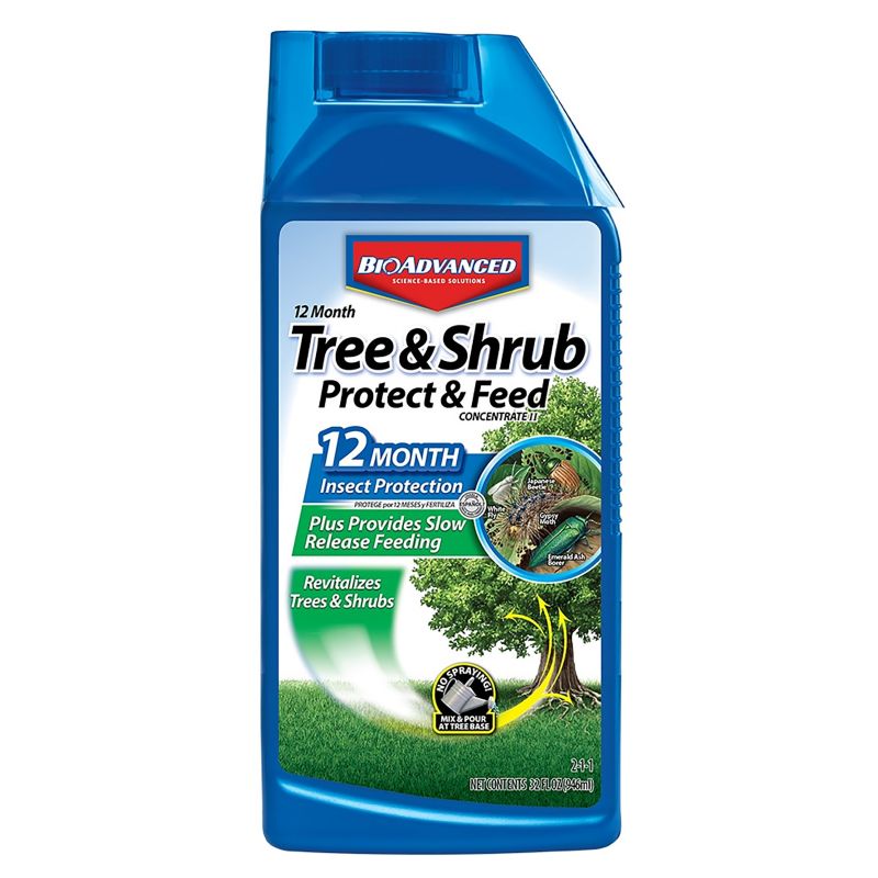 BioAdvanced 701810A Concentrated Tree and Shrub Protect and Feed II, Liquid, Green, 32 oz Bottle Green