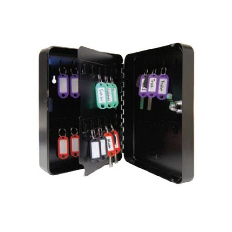 Hy-Ko KO304 Lockable Key Cabinet, 48 Key, Metal, Black Black