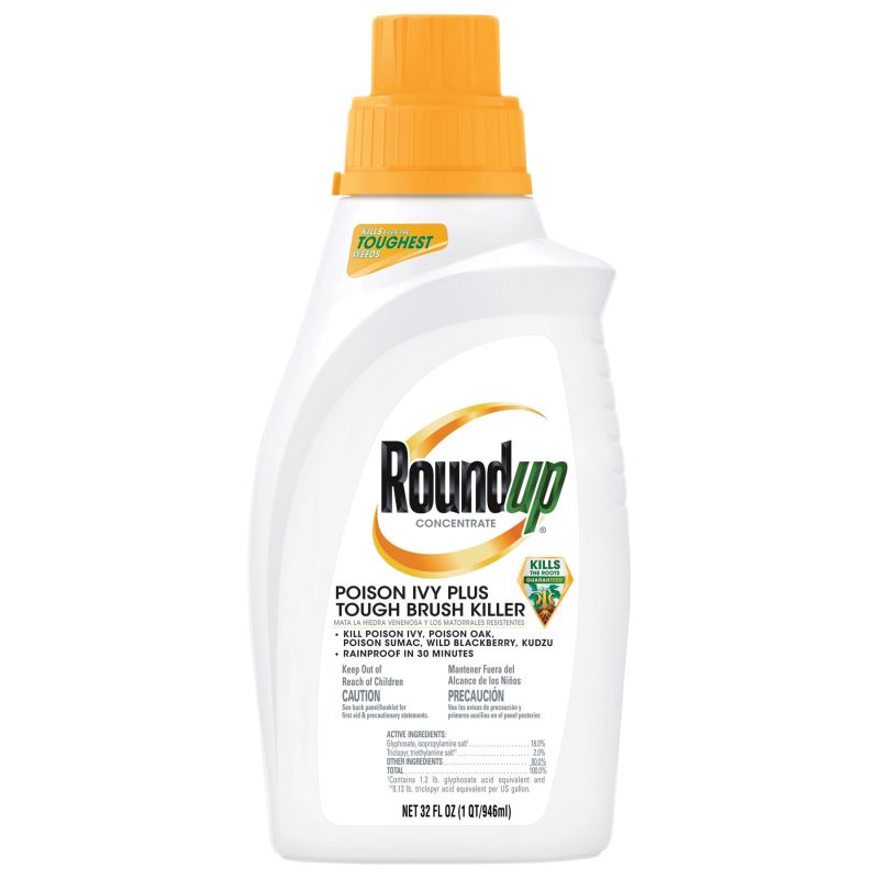 Roundup 5002310 Tough Brush Killer, Liquid, Yellow, 32 oz Bottle Yellow