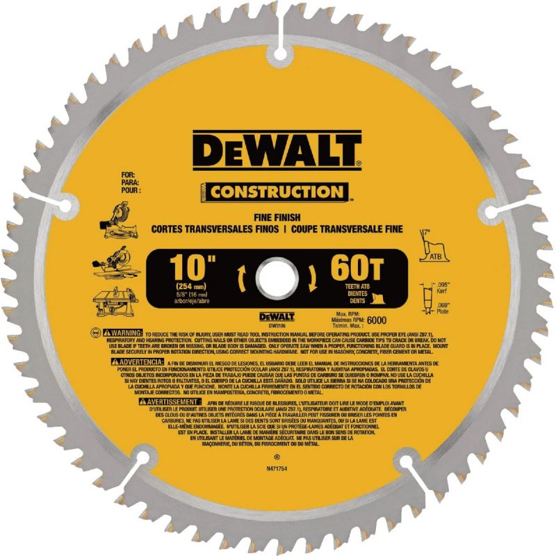 DEWALT 60-Tooth Construction Circular Saw Blade