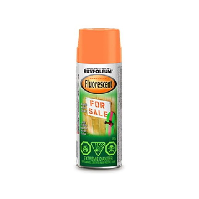 Rust-Oleum N1954830 Fluorescent Spray Paint, Matte, Fluorescent Orange, 312 g, Can Fluorescent Orange
