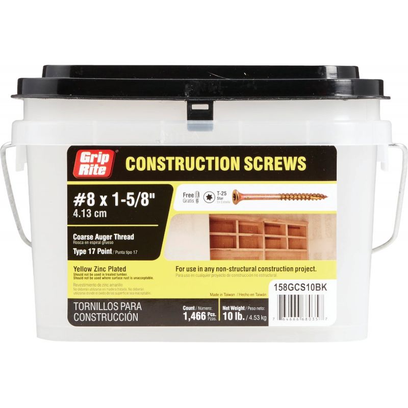 Grip-Rite Gold Construction Wood Screws #8 X 1-5/8 In.