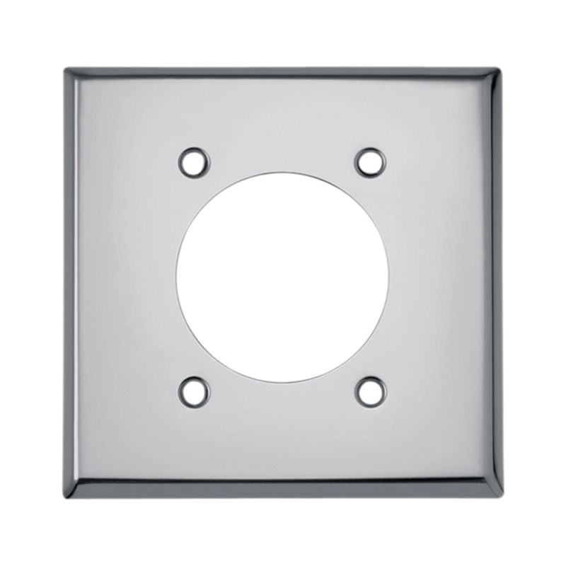 Eaton Wiring Devices 68-BOX Power Outlet Wallplate, 4-1/2 in L, 4-9/16 in W, 2 -Gang, Chrome, Silver, Chrome Silver