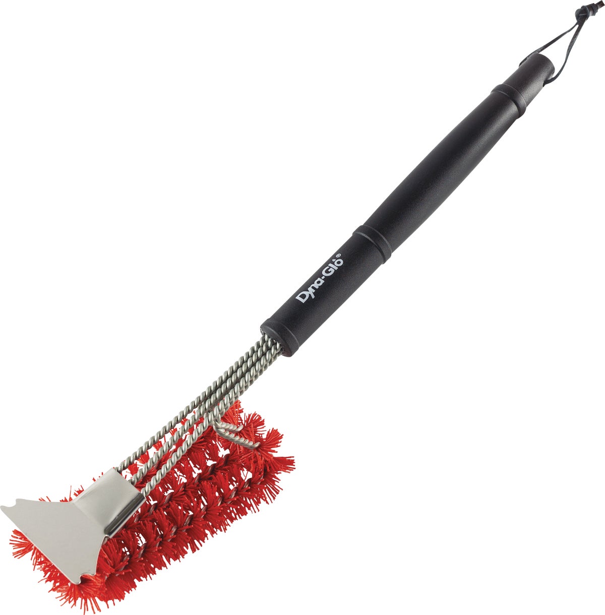 Dyna-Glo 18 in. Flat-Top Grill Brush with Palmyra Bristles and Stainless Steel Scraper